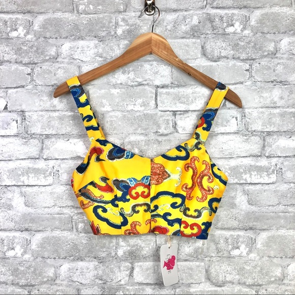 L’ATISTE By Amy Yellow Satin Crop Top Zip Back | S - Picture 11 of 11